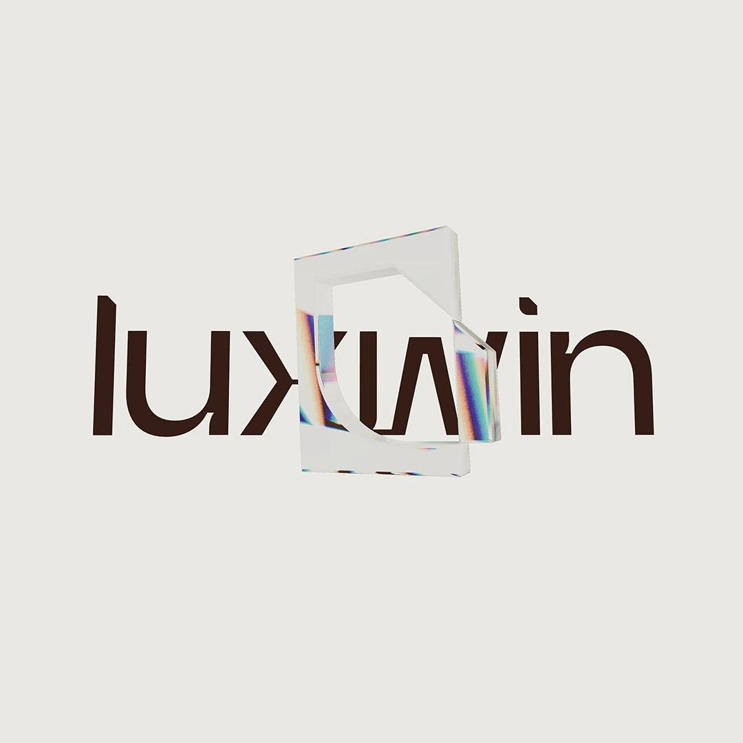Luxwin wordmark logotype in serif-style lettering centred on a white background, feature hero image