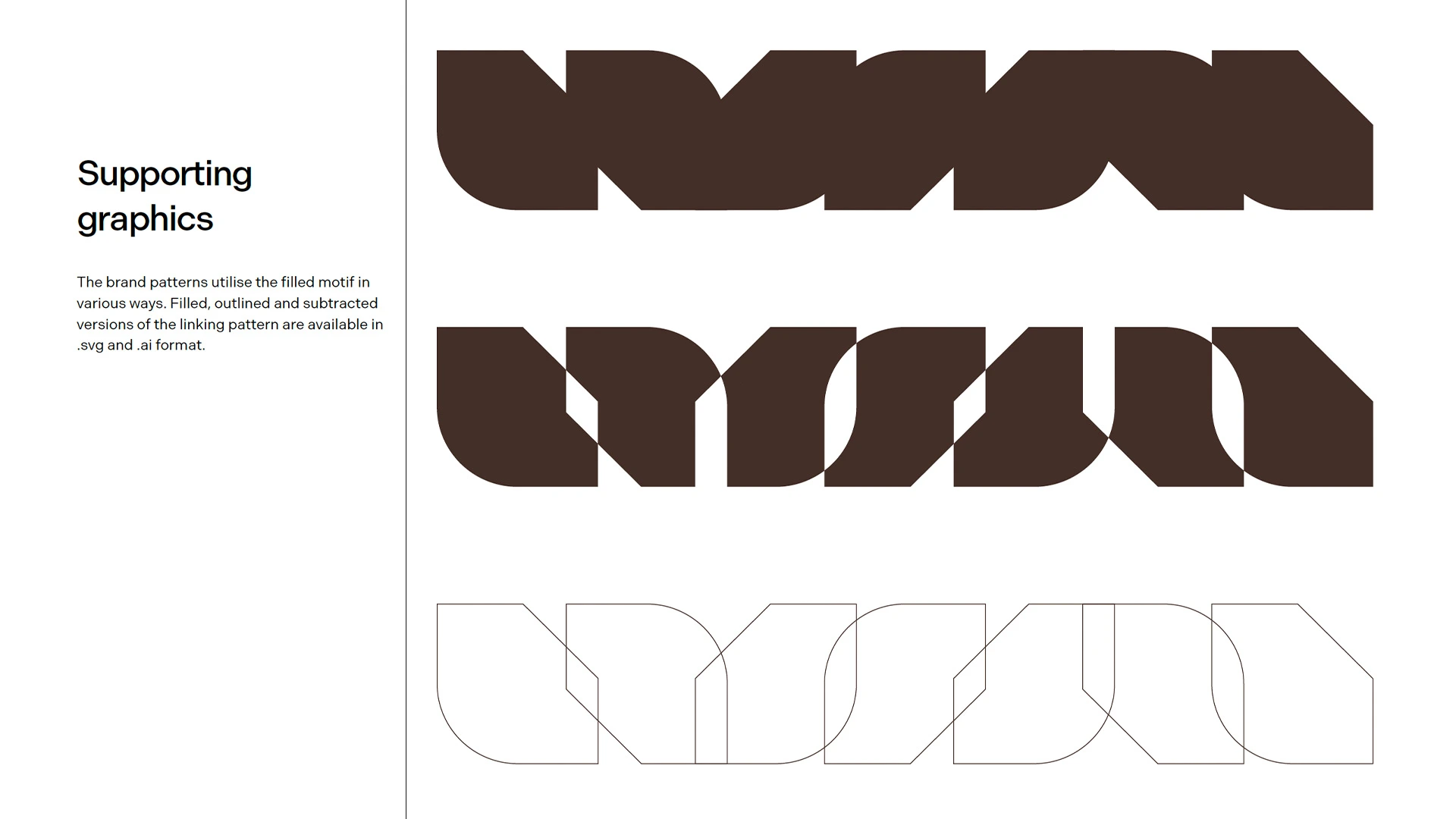 Luxwin brand supporting graphics showing organic oval and wave shapes in dark brown on white background