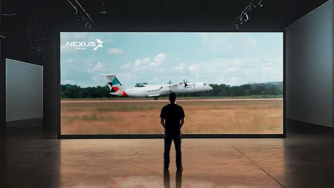 Portfolio thumbnail showing a person silhouetted against a large Nexus Airlines aircraft on an airfield