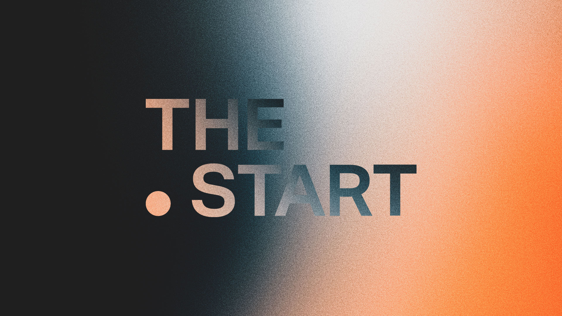 The Start agency brand name in bold typography on a warm orange gradient background